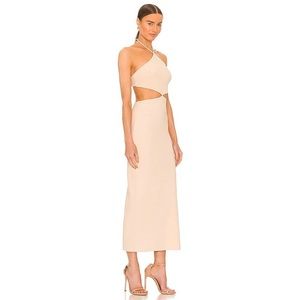 Bec & Bridge Iris Halter Midi Dress Macadamia